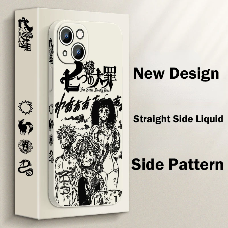 Funda de teléfono The Seven Deadly Sins Comics para Apple iPhone 15 14 13 12 11 Pro Max Plus 8 7 SE Liquid Left Rope Capa Cover