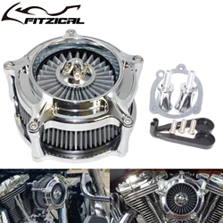 Motorcycle CNC Air Cleaner Intake Filter Chrome For Harley Softail Fatboy FLSTF 2000-2015 Dyna FXDF 2000-2017 Touring FLHT FLHR