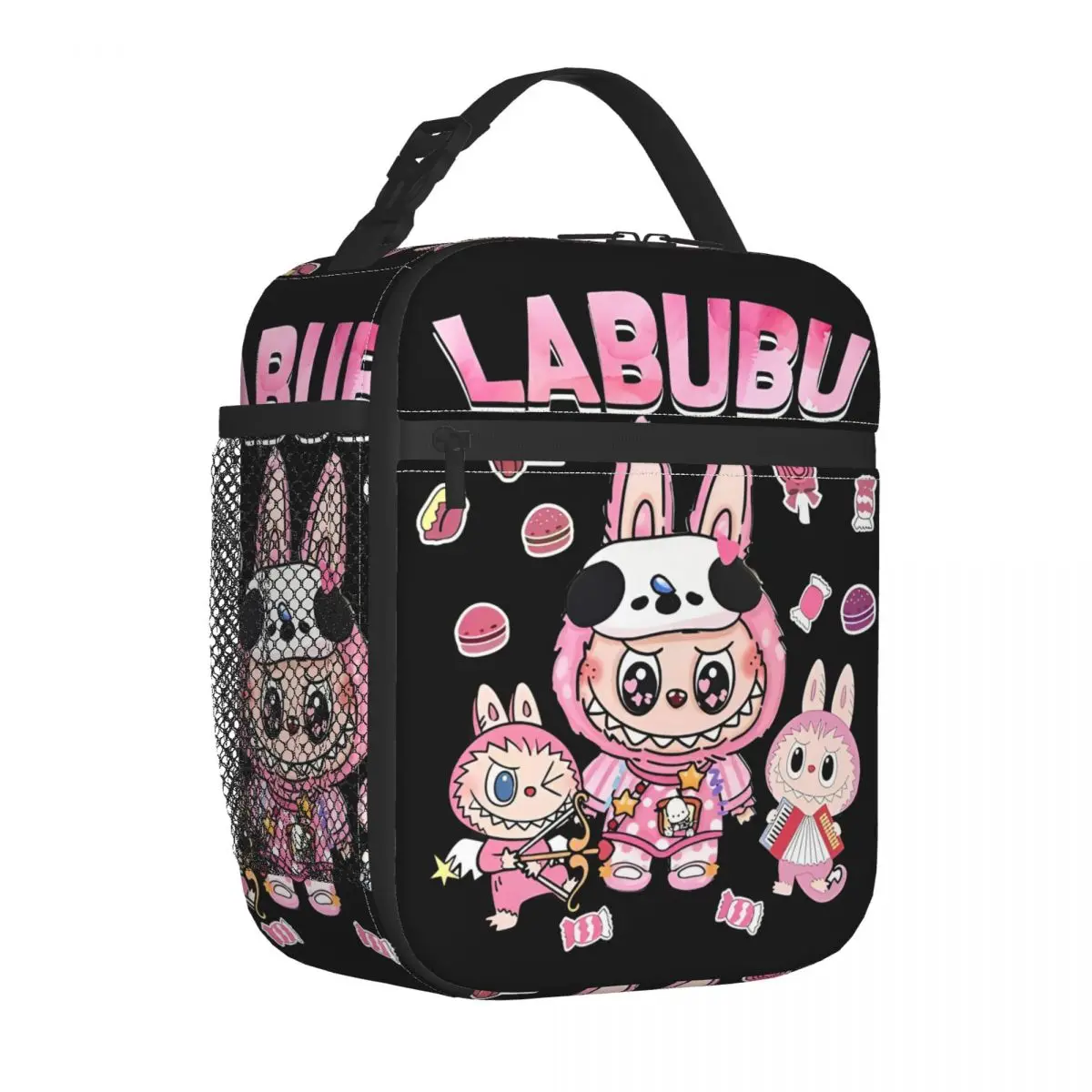 Funny Labubu Cute Labubu The Monsters Pink Meme Insulated Lunch Bag For School Food Box Portable Thermal Cooler Lunch Boxes