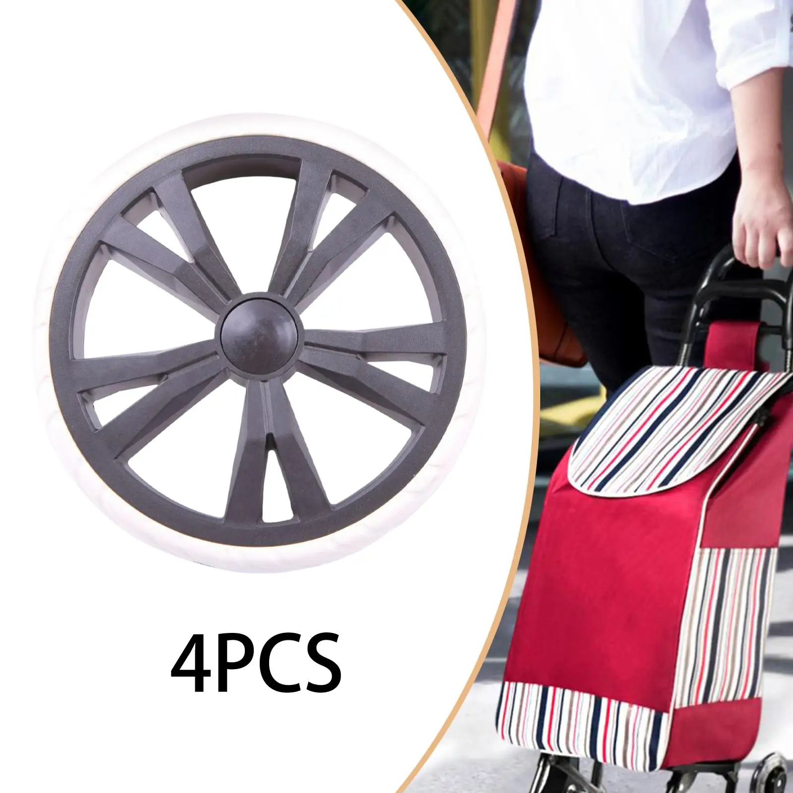 Shopping Cart Replacement Wheels Kit 21cm Silent Single Wheel Pulley Roller for Supermarket Home Organizer Cart