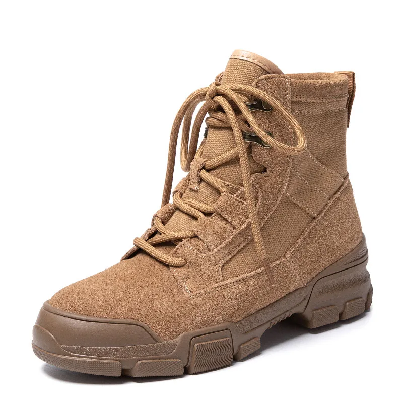DRKANOL 2026 Women Height Increasing Ankle Boots British Style Autumn Winter Plush Warm Cow Suede Canvas Casual Short Boots Lady