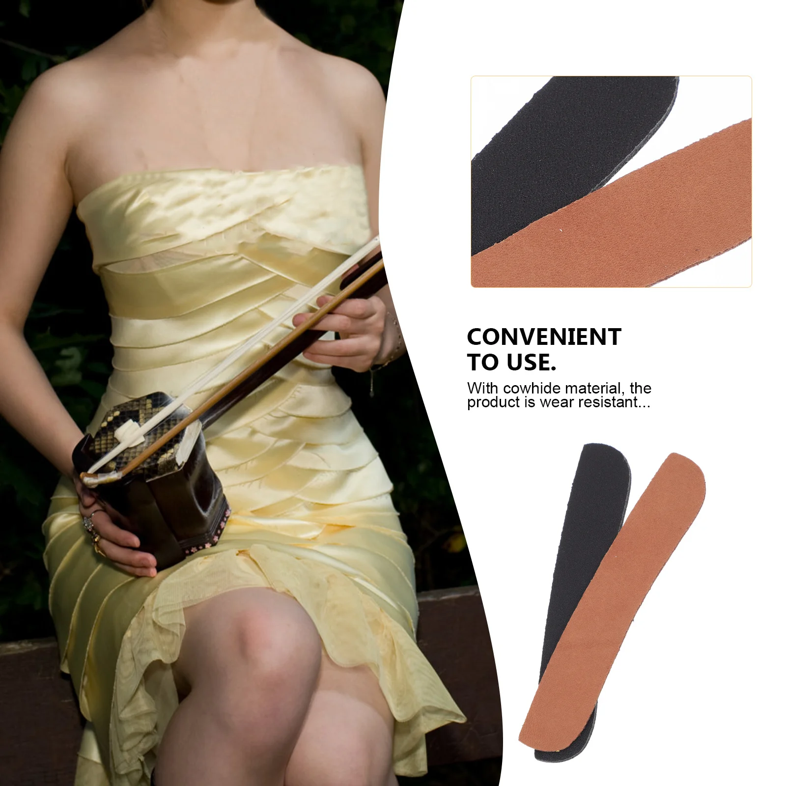 

2pcs Erhu Corner Protective Pads Premium Cowhide Non-Slip Wear-Resistant For Musical Instrument Accessories Self-Adhesive