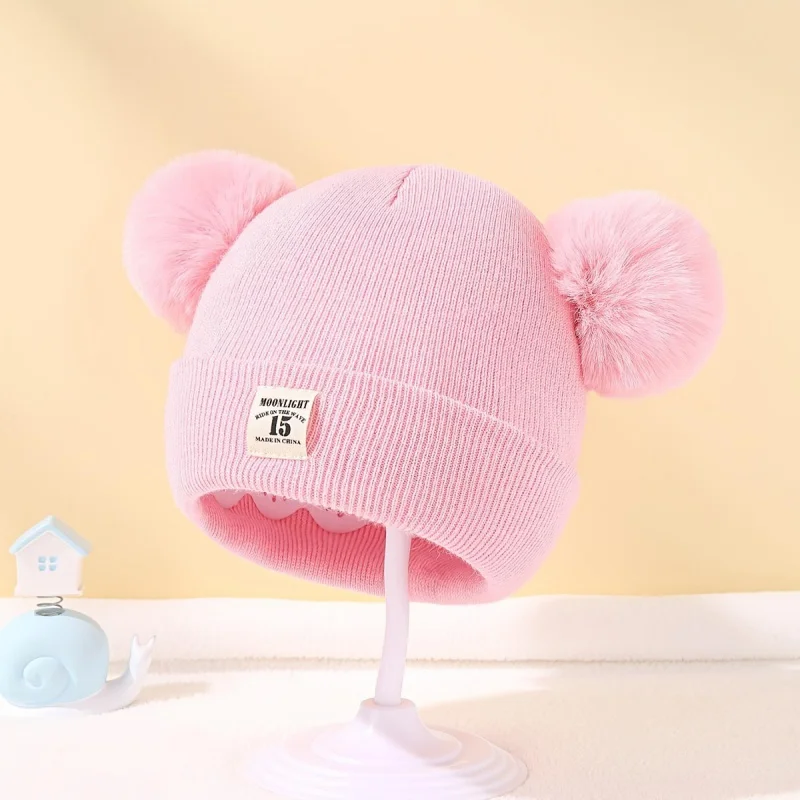 Autumn and Winter Baby Hat Warm Male and Female Baby Autumn and Winter Beanie Infant Newborn0-12Newborn Double Layer