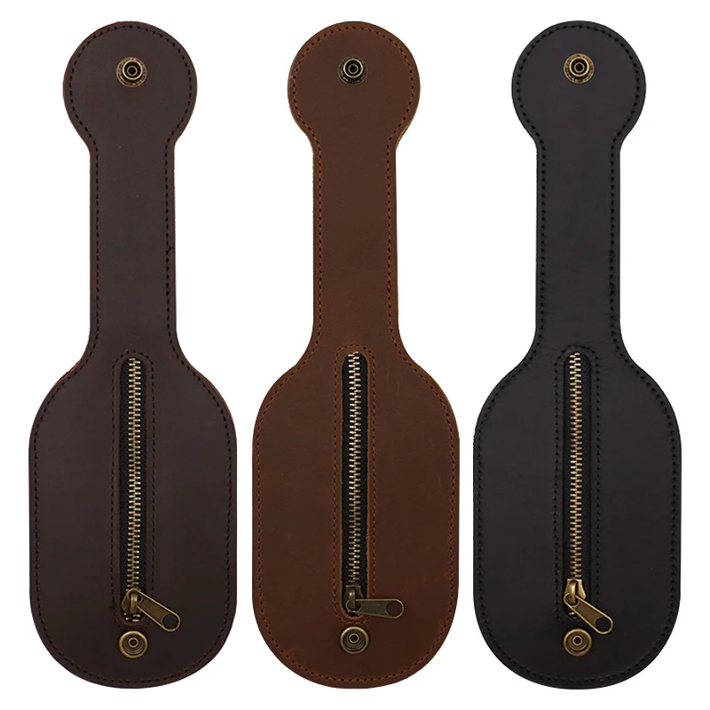 Cinturilla de cuero Gemuine, billetera cero a prueba de lobo, bolsa para monedas de cuero Boston, herramienta de supervivencia EDC, monedero