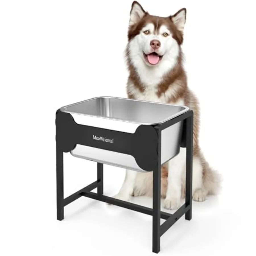 

2.5 Gallon Elevated Dog Water Bowl for Large Breeds 14.2" Tall Raised Stainless Steel Large Dog Water Bowl with Full Metal Stan