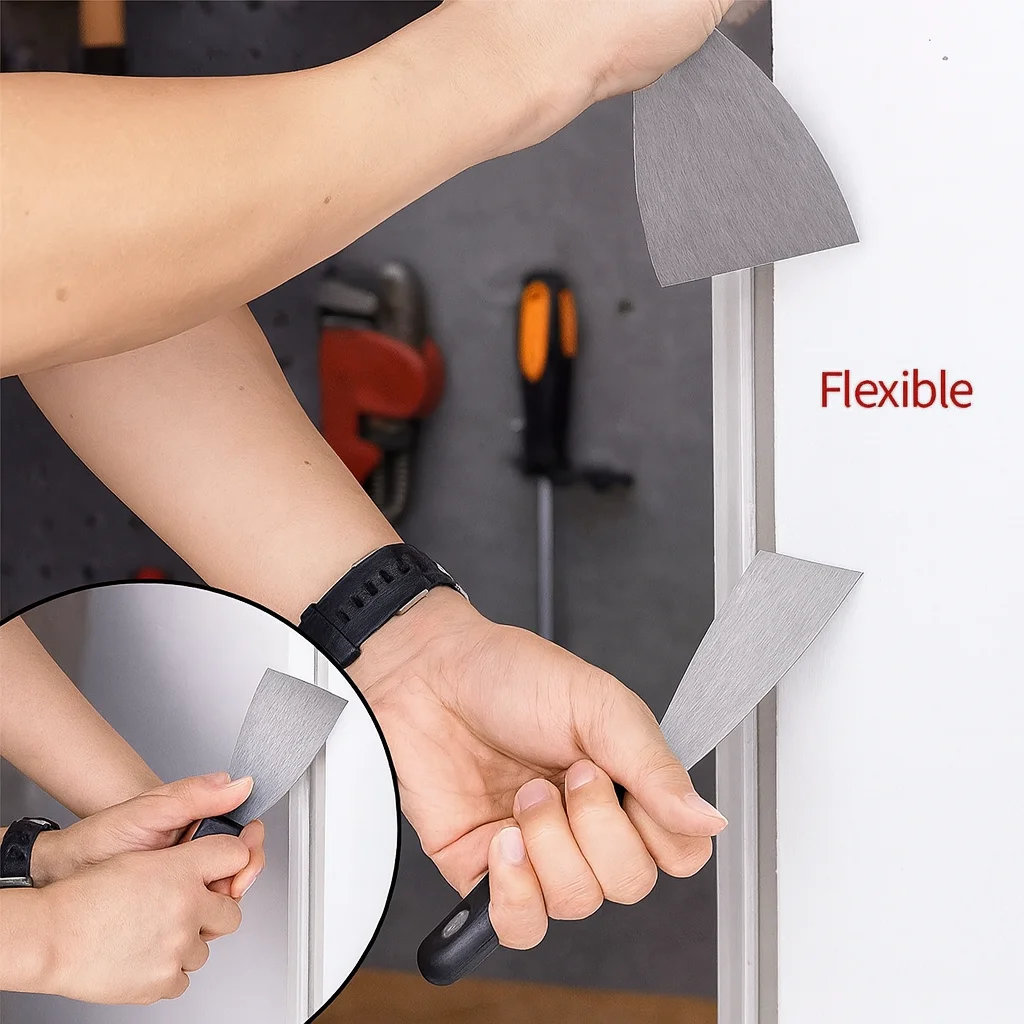 Ensemble de couteaux à mastic en acier inoxydable, Kit d'outils de grattoir Flexible pour cloisons sèches pour la réparation murale, outils de peinture, poignée souple 7 pièces