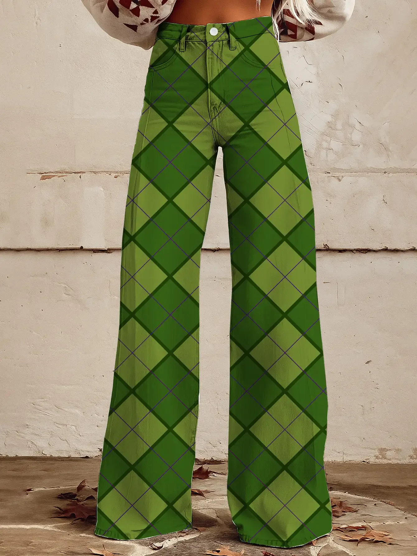 Ladies' new Christmas printed jeans made of imitation denim fabric, Slimming pants are suitable for pairing with denim jackets