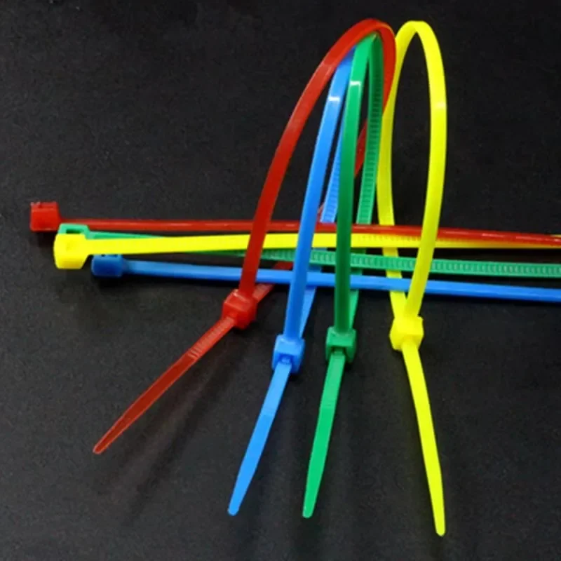  100Pcs Multicolor 3x200mm Self-Locking Nylon Cable Ties Quick Bundle Plastic Loop Wire Wrap for Organizing Electronics