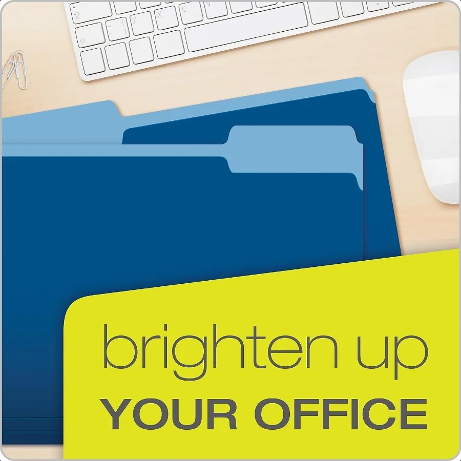 TwoTone Color File Folders Letter Size 1 3 Cut Navy 100 Per box 152 1 3 NAV