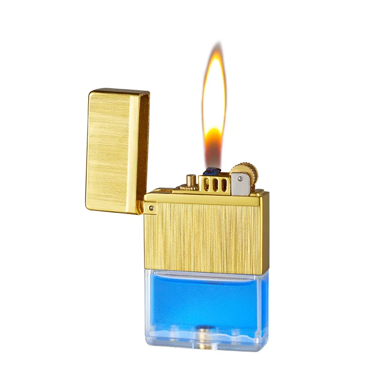 Kerosene Lighter Transparent Oil Bin Lang Sound Steel Sound Grinding Wheel Lighter Smoke Accesoires