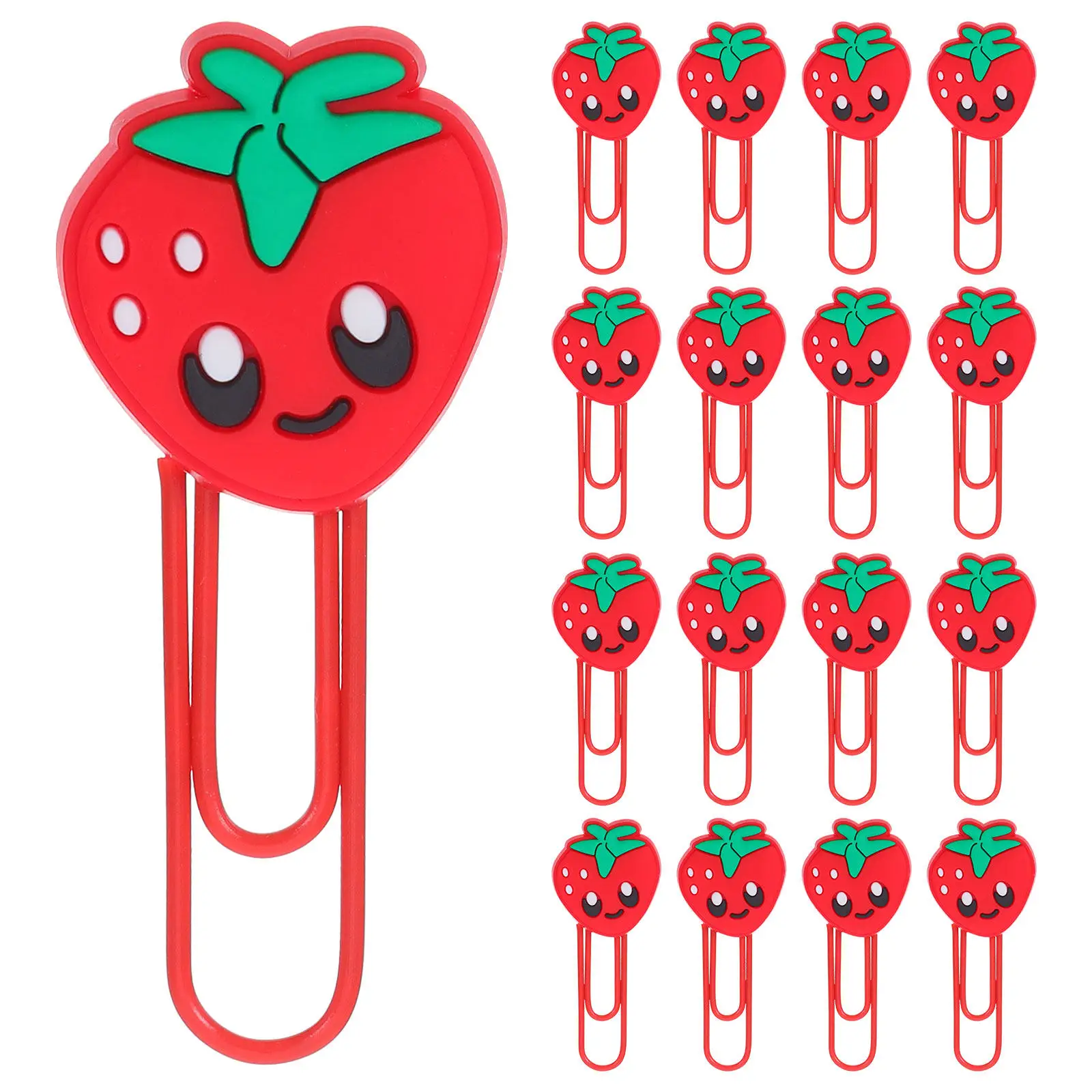 

30 шт. Закладки-клипсы в форме клубники, водонепроницаемые пластиковые зажимы для книг и документов, забавные аксессуары для студенческих планировщиков, оптом