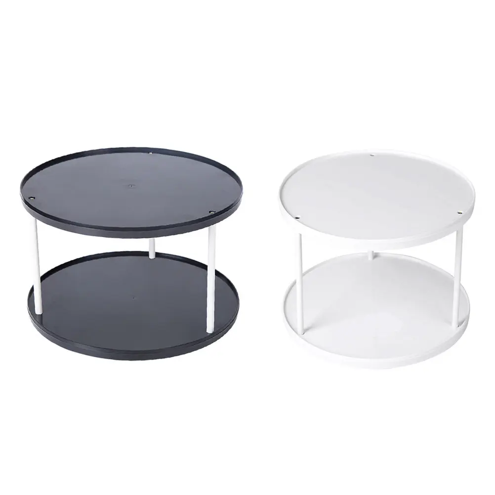 

Rotating Storage Rack 2 Tier Plastic Round Desktop Shelf Organizer for Kitchen Bathroom Bedroom Multifunction Seasoning