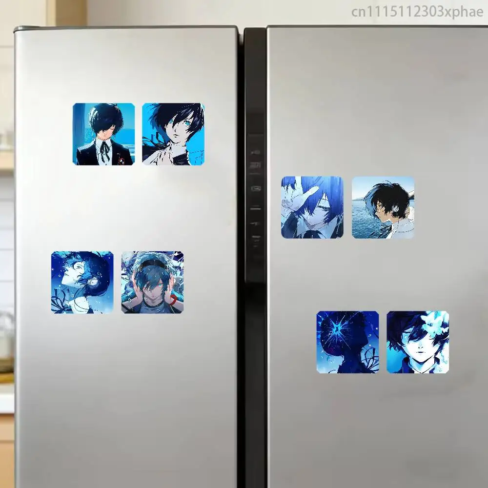 Yuuki Makoto Persona 3 2PCS Square Decorative Fridge Magnet Magnetic Sticker, Kitchen Refrigerator Decor Travel Souvenir Gift