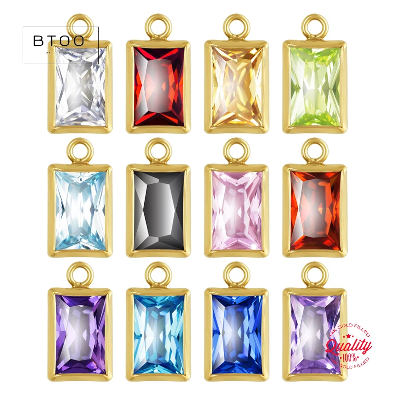 

14-каратное золото, 4x6,7 мм, 3A, прямоугольный ободок с фианитом, ободок, заполненный желтым золотом 14 карат, оптовая продажа, фурнитура для ювелирных изделий своими руками 1/20 14kt GF