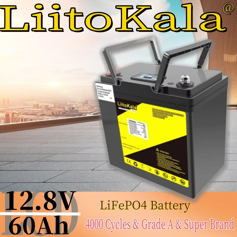 LiitoKala 12V/12.8V 60Ah LiFePO4 แบตเตอรี่ Campers กันน้ําแบตเตอรี่รถกอล์ฟ Off-Road Off-Grid พลังงานแสงอาทิตย์