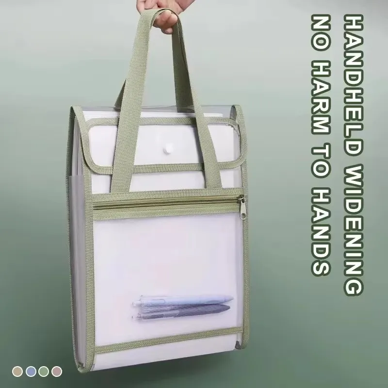 Bolsa de almacenamiento de papel para carpetas de 13 capas, bolsa de órgano portátil A4, herramienta de organización de papel de gran capacidad, bolsa de datos con asa para la escuela y la Oficina
