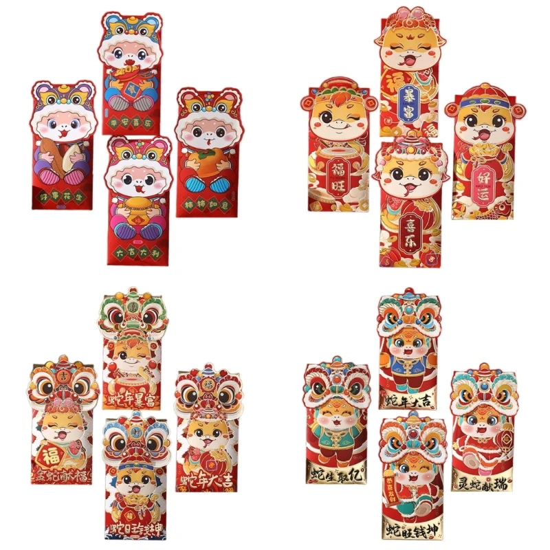 

Set of 4 Traditional Money Pocket For Spring Festival Blessing Snake Year
