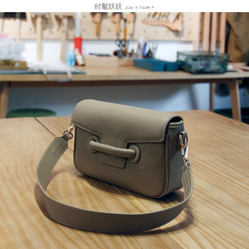 2025 Retro Small Square Saddle Bag Simple Design 2 Straps Women\'s Shoulder Bag 100% Thick Togo Cow Leather Female Crossbody Bag