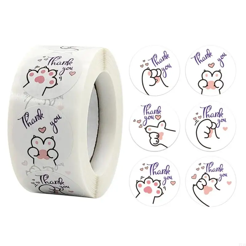 

77JB Pcs/Roll Kitten Paw Sticker Label Stamp for Ideal for Kindergarten Gift