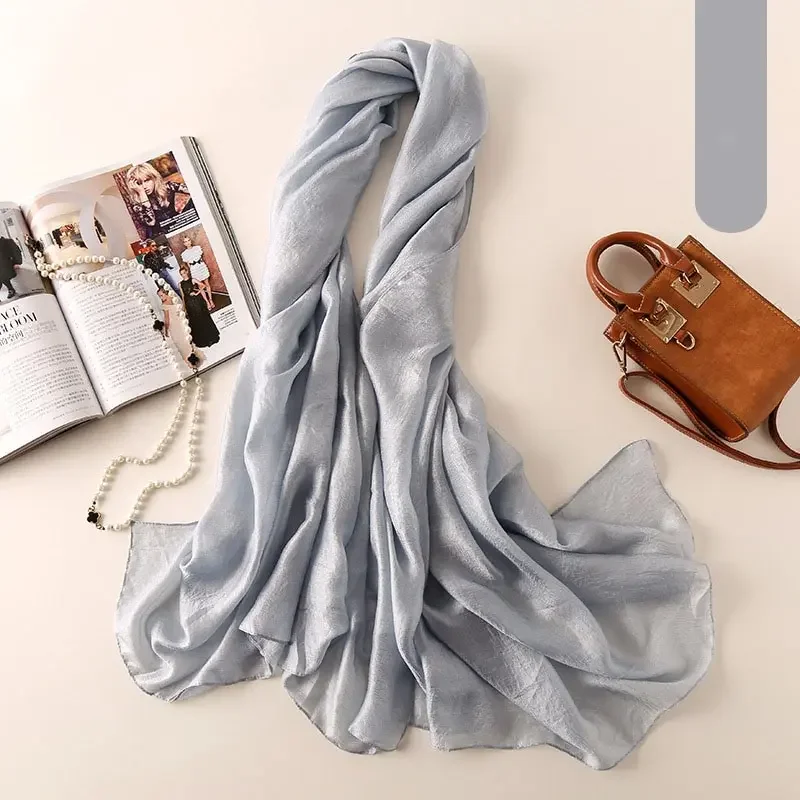 

Luxury Brand Women Fashion Scarf Plain Solid Silk Linen Shawls Scarves Summer Lady Bandanas Pashmina Foulard Hijab 180*90Cm