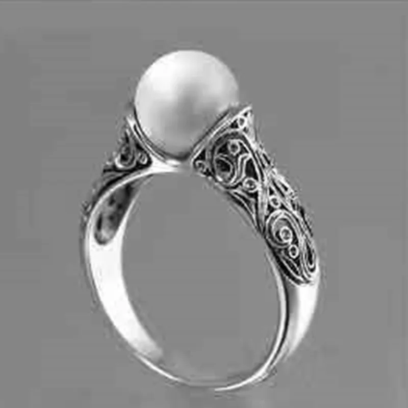 New Korean Fashion Exquisite Pearl Finger Rings For Women Girls Engagement Wedding Bands Vintage Jewelry Gift