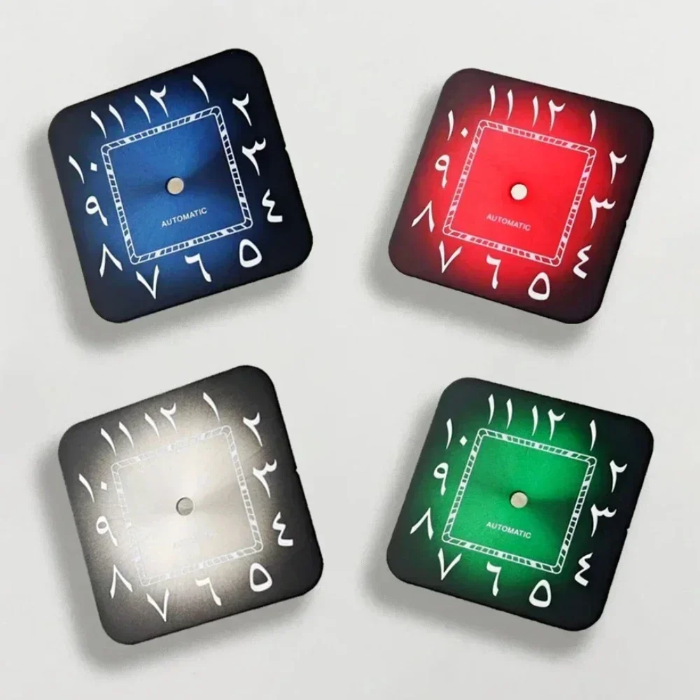 Square Dial Sunburst 27mm NH35 Watch Accessory Modified Arabic Numeral Dial Santos Part Dial for Japanese NH35 4R35 Movement