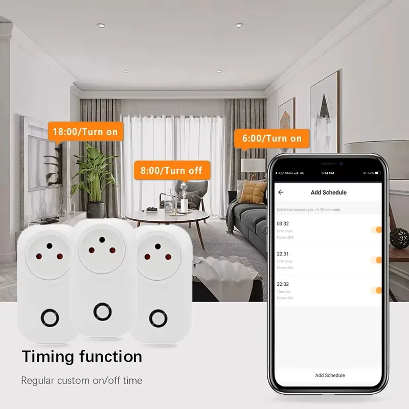 

Умная розетка Tuya, израильская вилка, монитор мощности 16А, переключатель света Wi-Fi, розетка с дистанционным управлением Smart Life для Alexa, Google Assistant