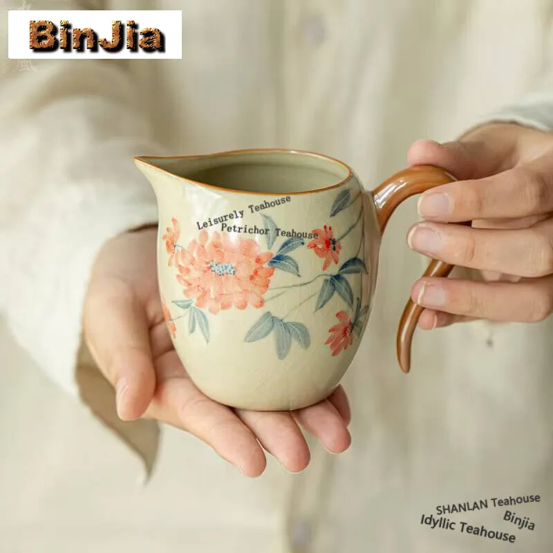 

Чашка для чая с подглазурью ручной работы, домашний кувшин для чая с цветком гибискуса и ручной росписью, винтажное ситечко для заваривания