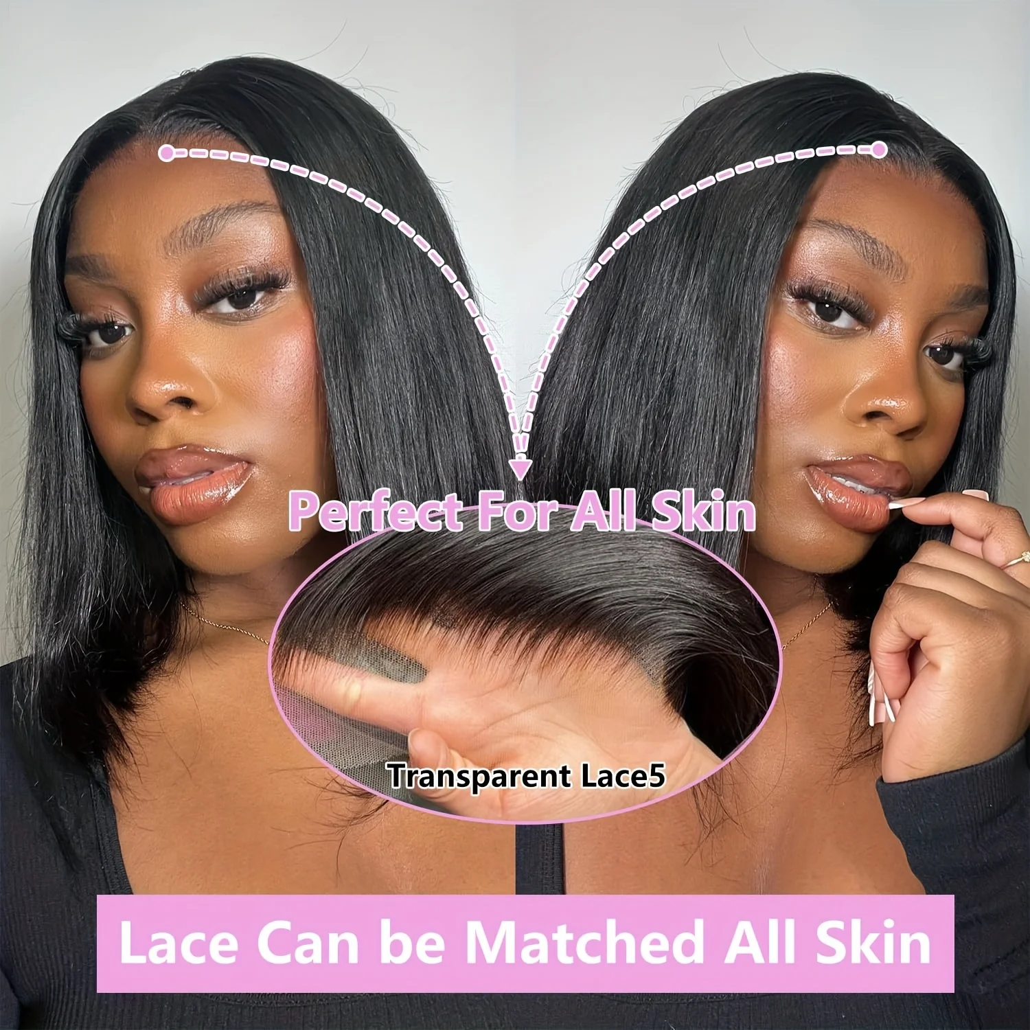 250% الكثافة 13x4 قصيرة بوب مستقيم البرازيلي شعر ريمي HD الدانتيل الشفاف كامل الدانتيل الباروكات الأمامية 100% الشعر البشري للنساء