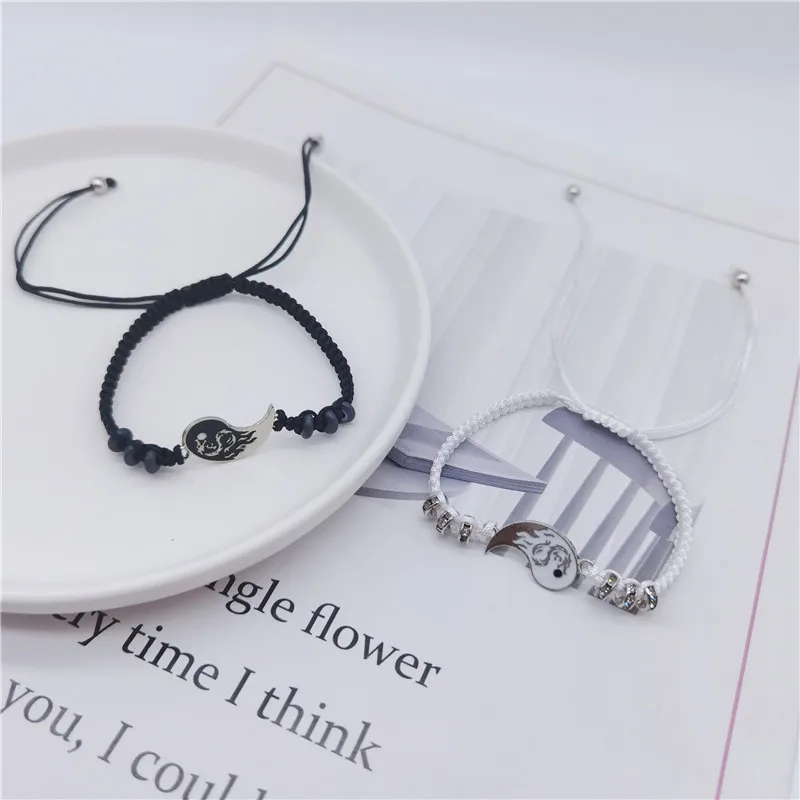 Fashion new Dragon Totem Taiji couple bracelets a pair of Bagua Yin Yang good friends braided bracelet rope wholesale