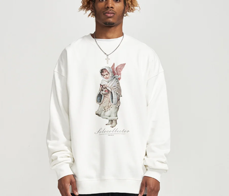 

T shirt men autumn Halloween 90s vintage clothes Long sleeves Graphic tee Angel Child Gothic Aesthetic clothing Printed t shirt