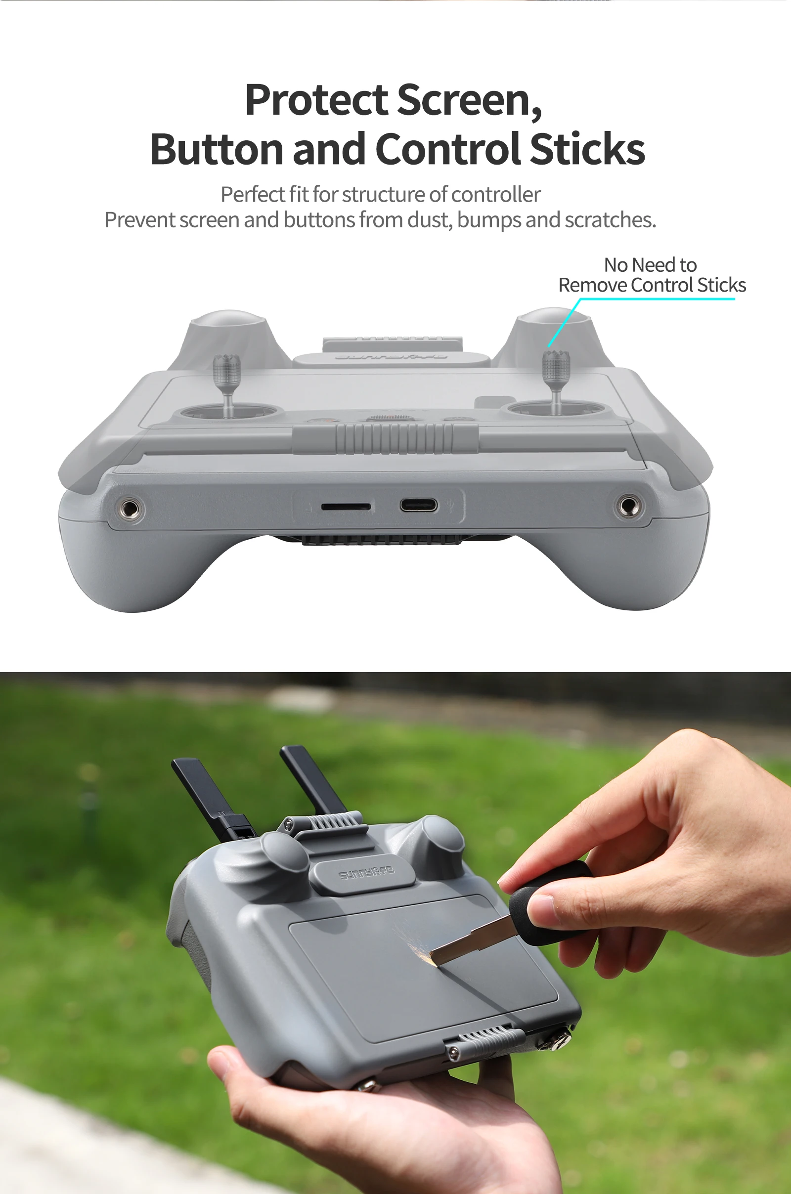 Sunnylife 2 في 1 التحكم عن بعد الشمس هود ظلة واقي للشاشة شل غطاء ل DJI Flip/Air 3/Air 3S RC 2 ملحقات طائرة بدون طيار