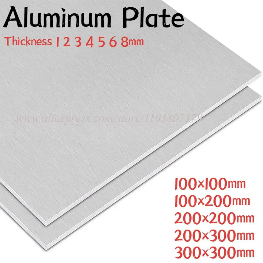 แผ่นอลูมิเนียม 100x100 มม.100x200 มม.200x200 มม.200x300 มม.300x300 มม.ความหนา 1 มม.2 มม.3 มม.4 มม.5 มม.6 มม.8 มม.อลูมิเนียมแบนแผ่นโลหะ