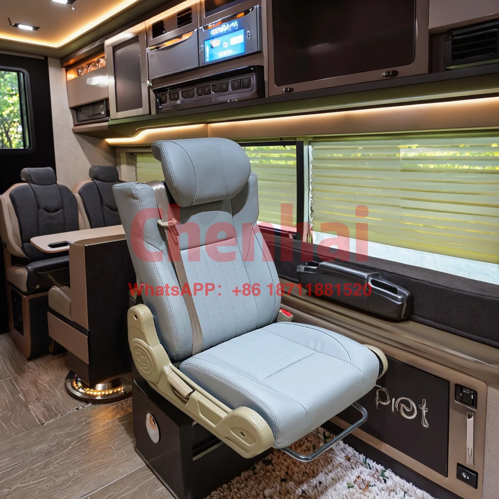 Customize High Quality Leather Folding RV Seat Foldable Business Car Bed For Camper Van Modifications