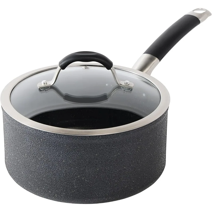 

Stone Force Platinum Non Stick Saucepan w/Lid 3 Quart, Oven Broiler Safe 400°F, Multipurpose Sauce Pan, Handy Small Pot, Cookwar
