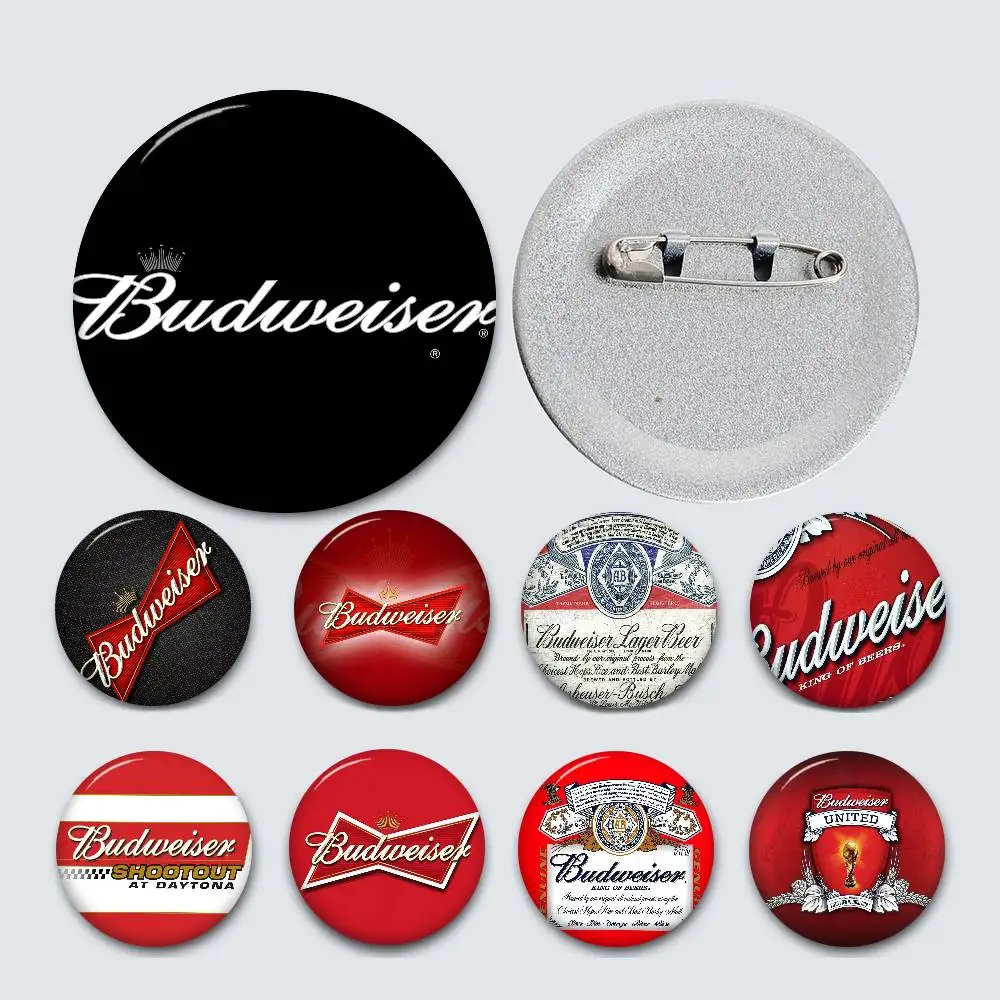 B-Budweiser Classic-Relaxed Tinplate Pin Button Custom Anime Role Old-school Brooch Cartoon Collar Badge Jewelry Gift Fans
