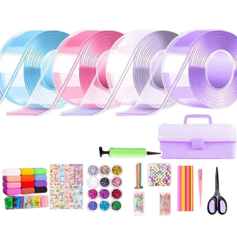 Nano Glue Kneading DIY Bubble Blowing Color Nano Tape Double-Sided Sticky Ball Tape Decompression Toy Material Package