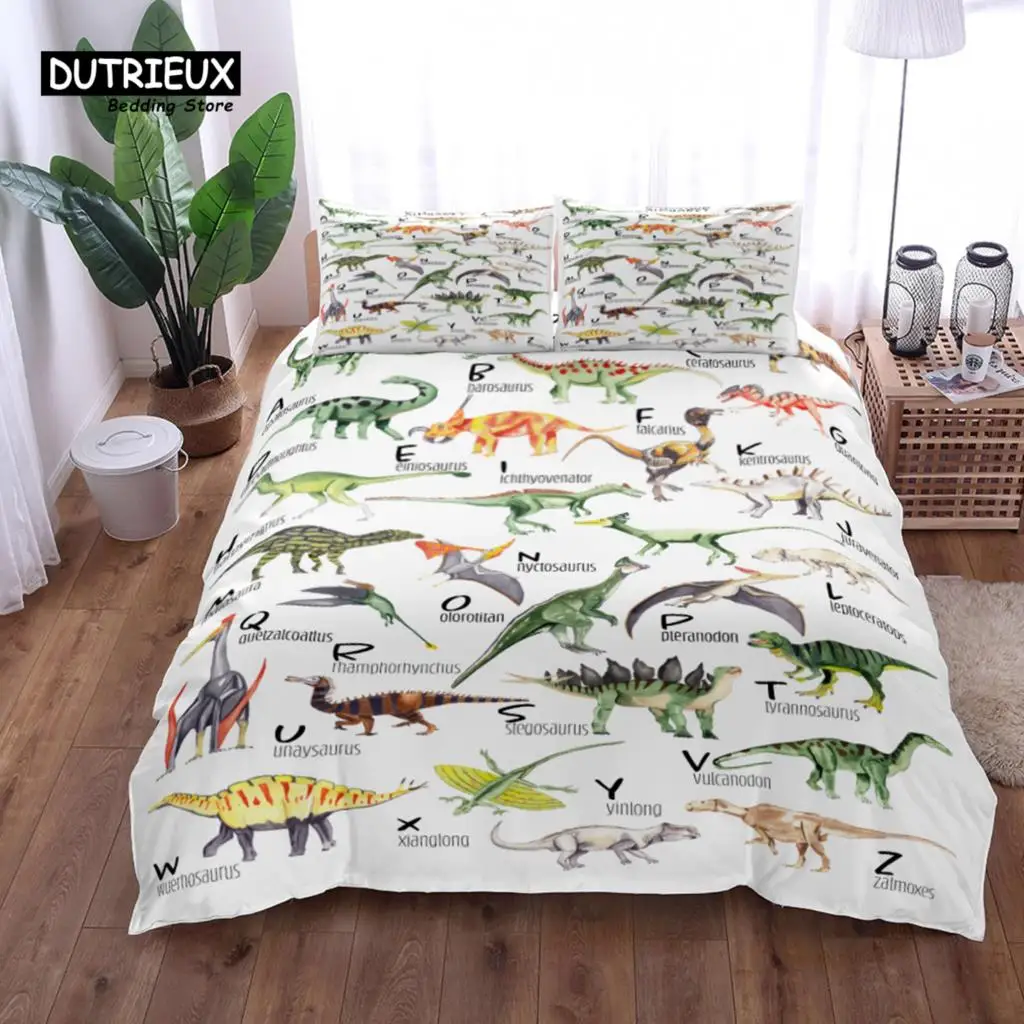 

Dinosaurs Alphabets Children Duvet Cover Set, Fashion Bedding Set, Soft Comfortable Breathable Duvet Cover