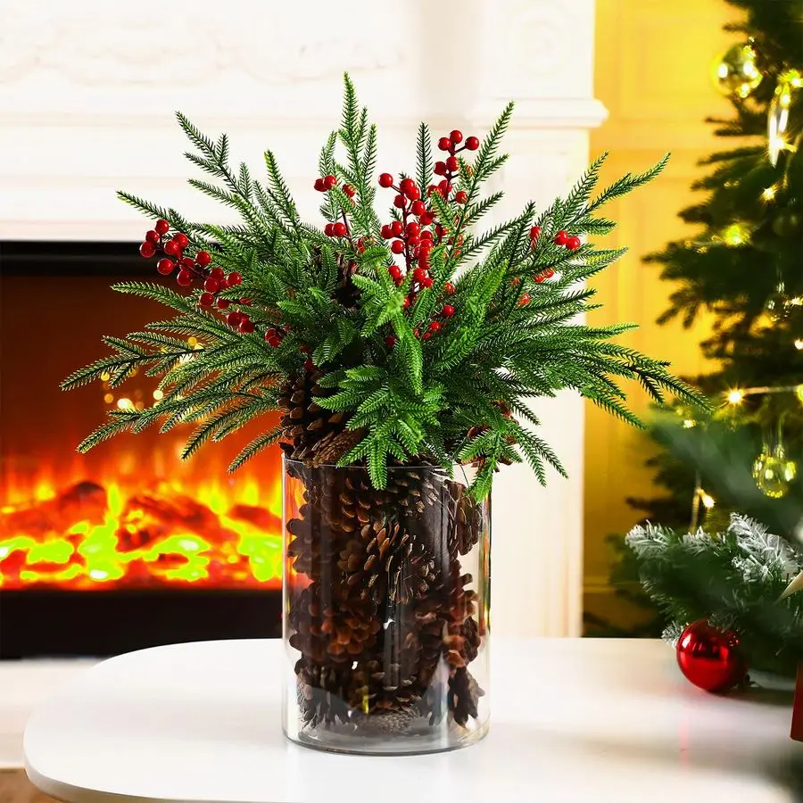 

42 шт. рождественские центральные детали стола DIY фермерский дом рождественские центральные детали для обеденного стола 6 норкововых ветвей 30 сосновых шишек