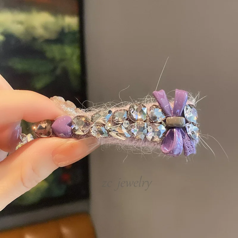 

Light luxury purple yarn with rhinestonesbbHigh-end Hair Clips for Women, Forehead Bangs Clips, Side Clips2025New Hair Clip