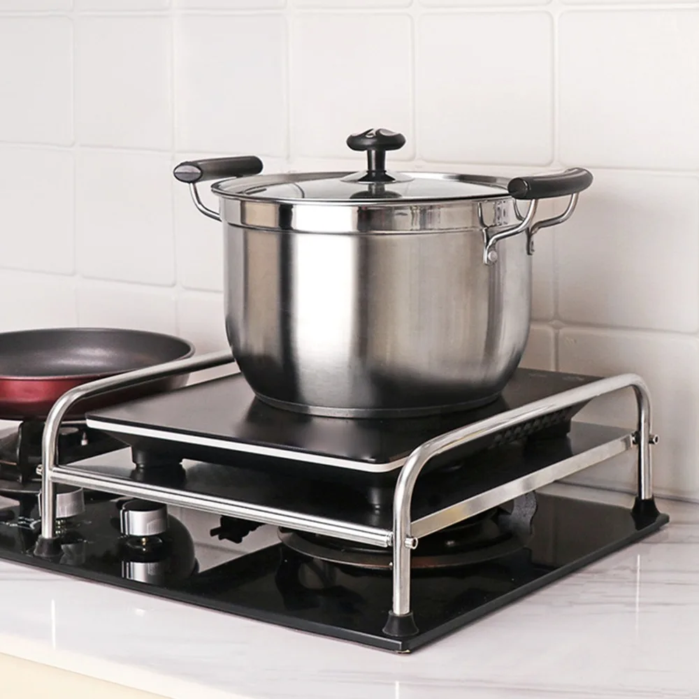 Stainless Steel Induction Cooker Bracket Non Slip Feet Multipurpose Electric Stove Stand Easy to Move Silver