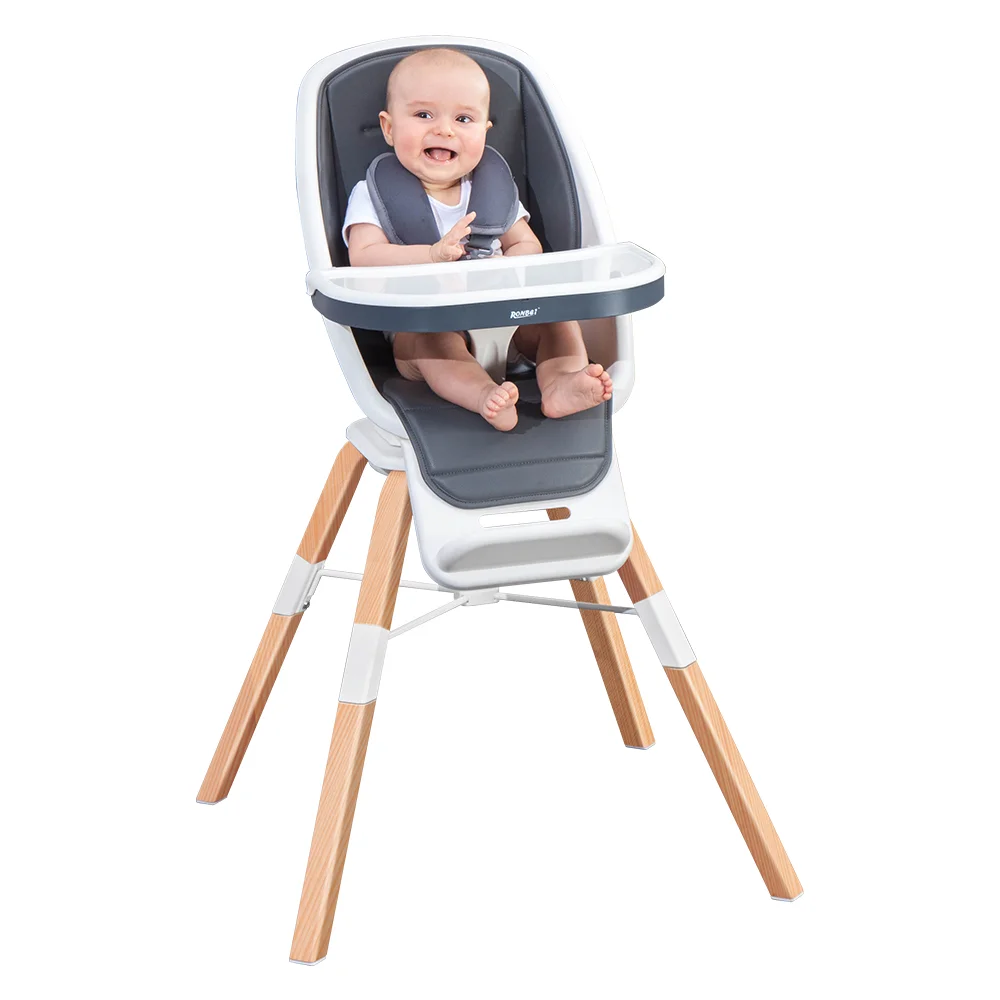 ASTM latest baby chair 360rotating high chair Detachable secure Wooden Baby Highchair