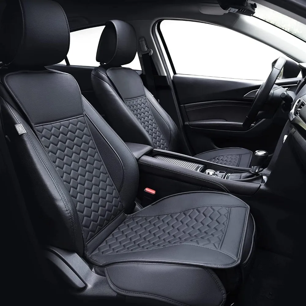 

Universal Waterproof Leather Car Seat Covers, 2-Piece Set for Most Cars, SUVs, Trucks - Black