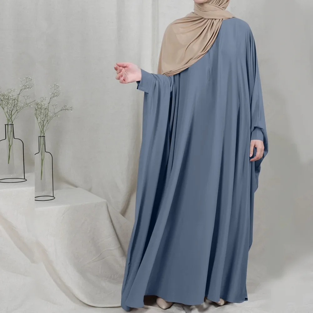 Muslim Women Prayer Dress One Piece Praying Abaya Batwing Sleeves Islam Clothing Dubai Saudi Turkish Modest Robe Robe Ramadan