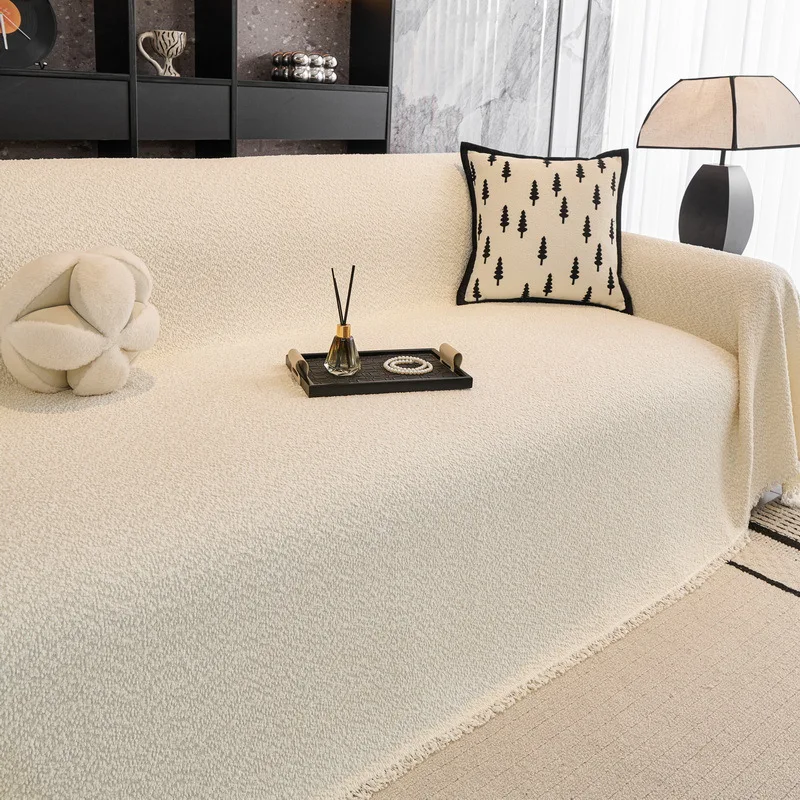 French Cream Style Sofa Cushion Cloth Sofa Cover Anti Cat Scratch Blanket Thick Non-Slip Couch Cover Full Cover Knee Blanket