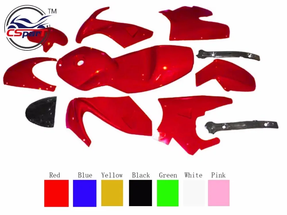 Zestaw plastikowych owiewek, błotników i osłon do Mini Moto Pocket Bike, karoseria 47cc 49cc Mta2 A2