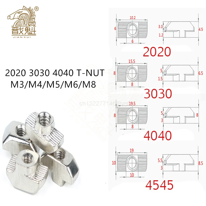 T-nut M3 M4 M5 M6 M8-رأس المطرقة ، T-Nut ، موصل الجوز ، مطلي بالنيكل لملف بثق الألومنيوم الأوروبي 20 30 40 45