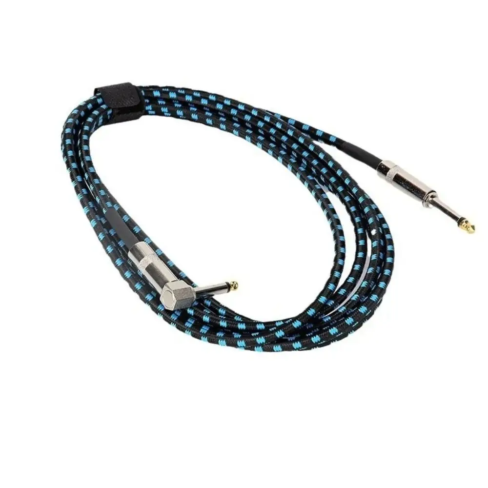 1Pcs TRS 1/4 inch 6.5mm Audio Cables 1.5/3/6M Braided Electric Guitar Cable Gold Plated Shielded 90 Degree Low Noice Jack Cable