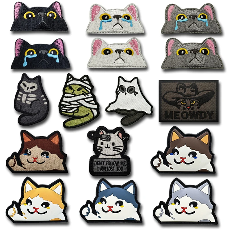 Cartoon Cat haftowana naszywka mysz świecąca opaska na ramię z pcv z pętlą na zewnątrz plecak DIY naszywki taktyczne podkładka
