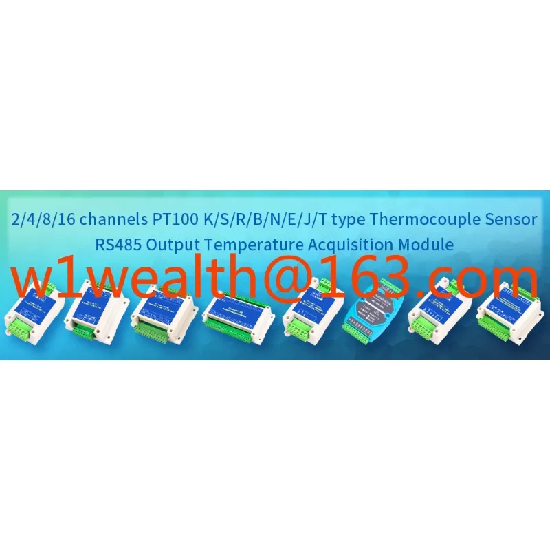 2/4/8/16 Channel PT100 K/S/R/B/N/E/J/T Thermocouple Sensor RS485 Modbus Output Temperature Acquisition Module